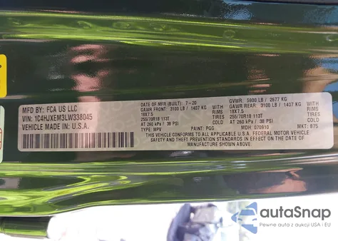 2020 Jeep Wrangler Unlimited Sahara Altitude 4X4 из США, поврежденный, VIN 1C4HJXEM3LW338045